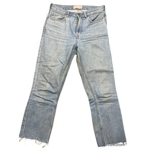 Everlane High Rise Kick Crop Jeans Size 28R Light Blue Distressed